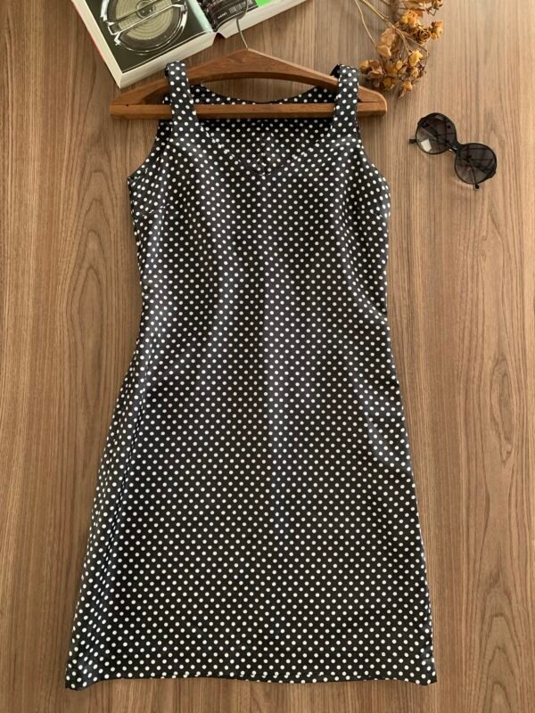 Vestido Cetim Estampa Poá